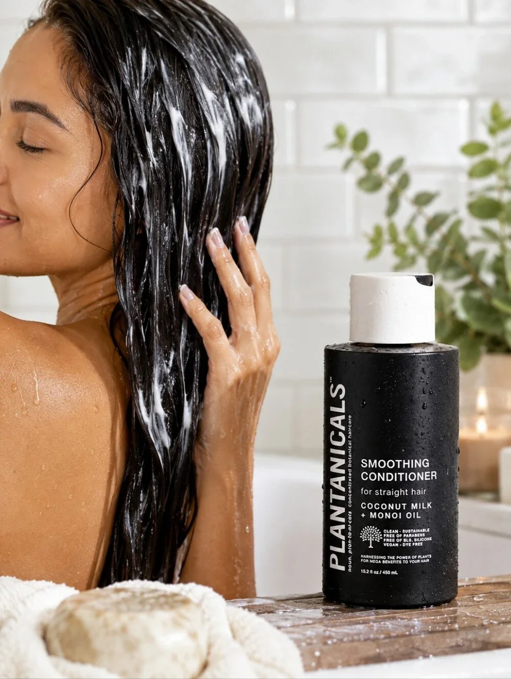 Plantanicals Smoothing Conditioner Coconut Milk Monoi Oil Straight Hair 15.2 oz